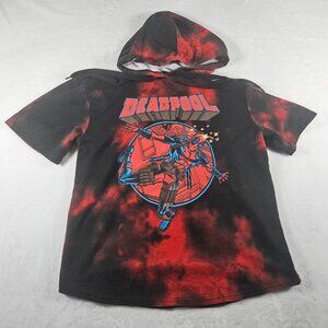 Marvel Deadpool Falling Men's Size M Short Sleeve Hoodie Pullover Red Tie Dye
